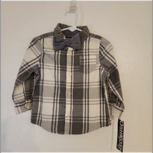 Collared Plaid shirt with bowtie